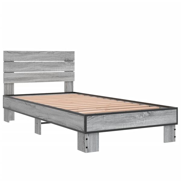 vidaXL Cadre de lit sans matelas sonoma gris 90x190 cm