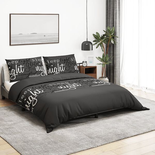 vidaXL Ensemble de housse de couette Noir 200x220 cm Coton