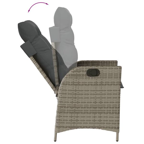 vidaXL Ensemble &agrave; manger de jardin et coussins 7 pcs gris rotin