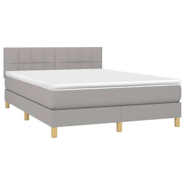 vidaXL Sommier &agrave; lattes de lit avec matelas Gris clair 140x200cm Tissu
