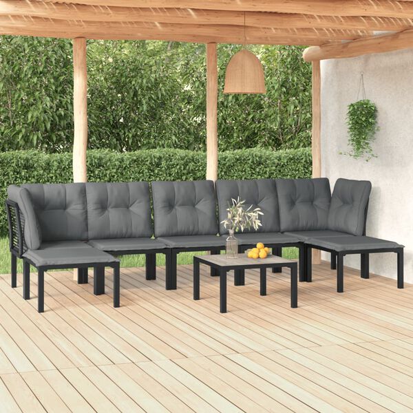 vidaXL Salon de jardin 8 pcs noir et gris résine tressée