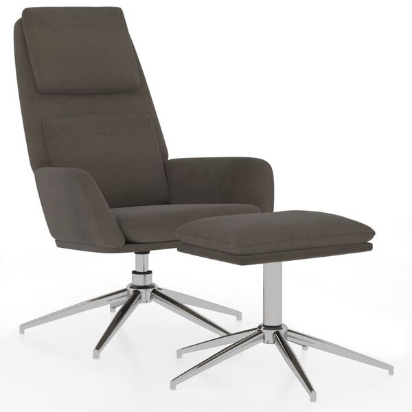 vidaXL Chaise de relaxation avec tabouret Gris fonc&eacute; Tissu microfibre
