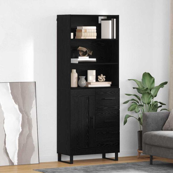 vidaXL Haut Armoire Ch&ecirc;ne noir 69,5 x 34 x 180 cm Bois d'ing&eacute;nierie