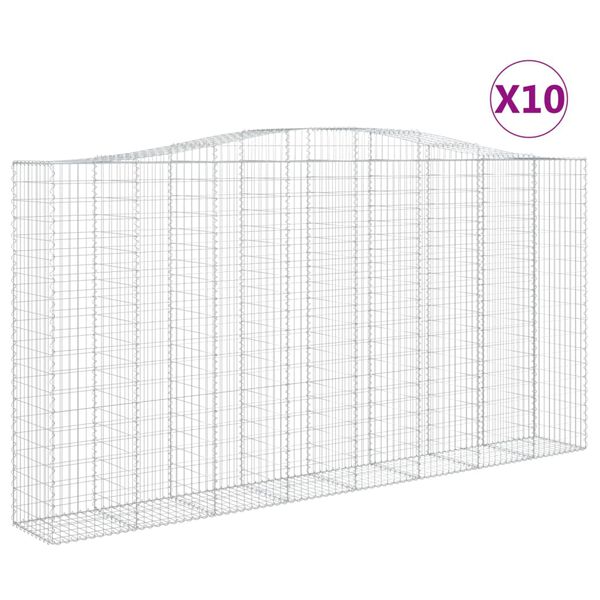 vidaXL Paniers à gabions arqués 10 pcs 400x50x200/220 cm Fer galvanisé