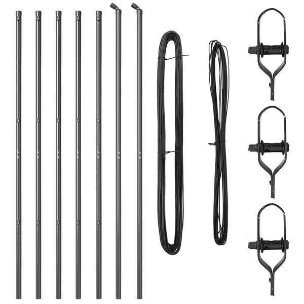 vidaXL Poteaux de clôture 7 pcs Gris Ø32mm 200 cm Acier galvanisé