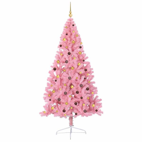 vidaXL Sapin de No&euml;l artificiel pr&eacute;-&eacute;clair&eacute; Rose 240 cm PVC