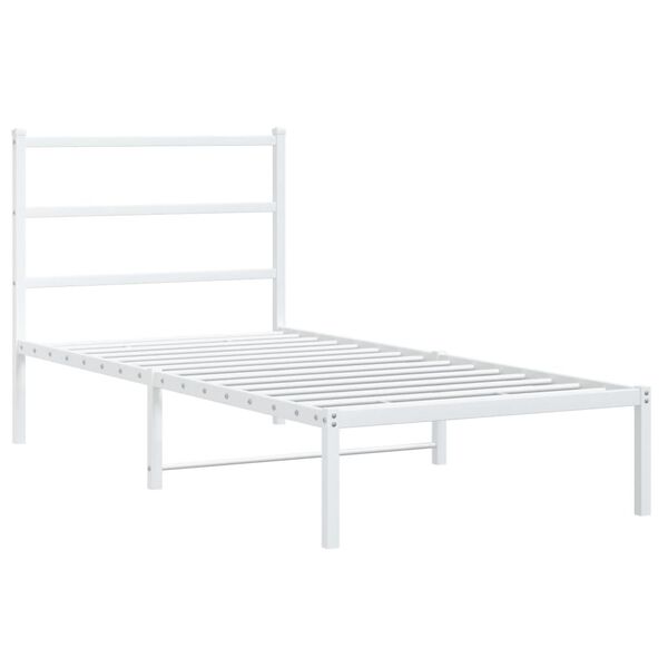 vidaXL Cadre de lit m&eacute;tal sans matelas avec t&ecirc;te de lit blanc 90x190cm