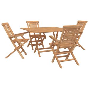 vidaXL Ensemble de jardin 5 pc Marron Bois de teck massif
