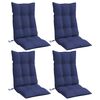 vidaXL Coussins de chaise &agrave; dossier haut lot de 4 bleu marine