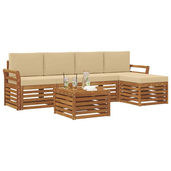 vidaXL Ensemble de canap&eacute;s d'ext&eacute;rieur 6 pcs Naturel et Beige