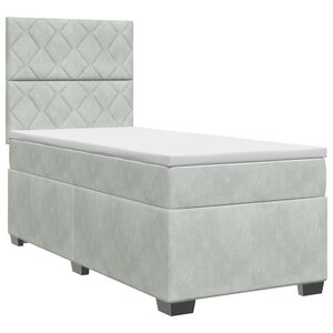 vidaXL Lit boxspring avec matelas Gris clair Simple Velours