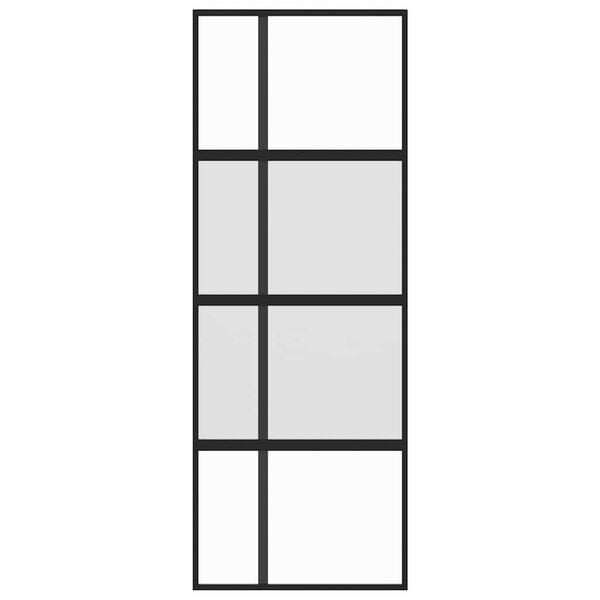 vidaXL Porte coulissante noir 76x205 cm verre trempé aluminium