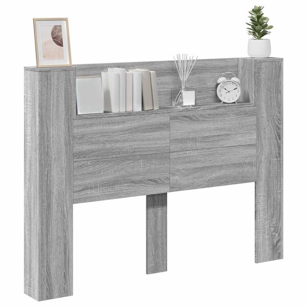 vidaXL Cabinet de T&ecirc;te de Lit avec LED Gris Sonoma Bois d'ing&eacute;nierie
