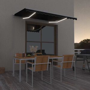 vidaXL Auvent manuel r&eacute;tractable avec LED 300x250 cm Anthracite