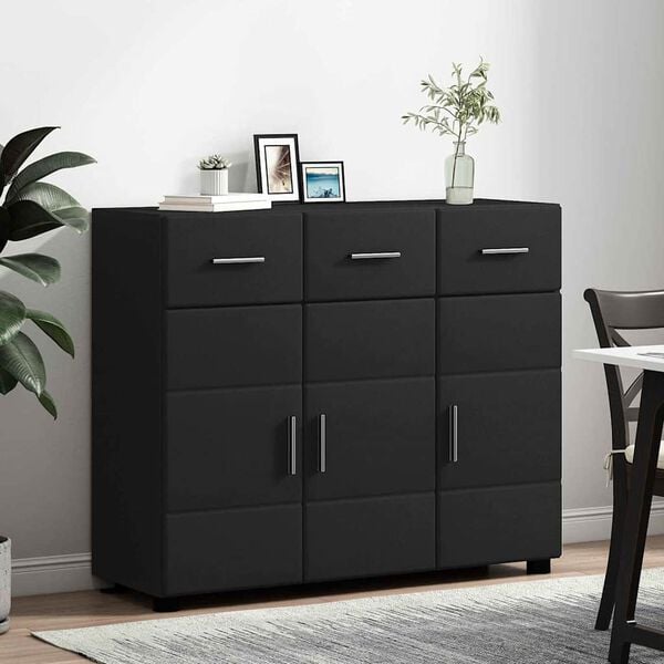vidaXL Buffet FLORIN Noir 88,5 x 30,5 x 73 cm Bois d'ing&eacute;nierie