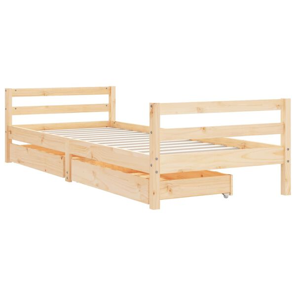 vidaXL Cadre de lit enfant avec tiroirs 90x200 cm bois de pin massif