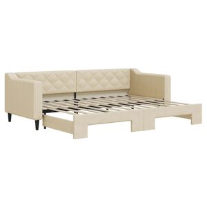 vidaXL Lit de jour avec gigogne sans matelas cr&egrave;me 80x200 cm