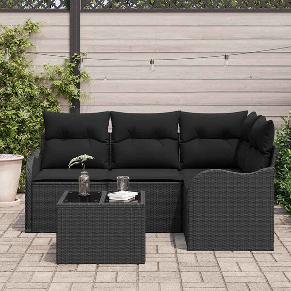vidaXL Ensemble de canap&eacute; de jardin Noir polyrotin
