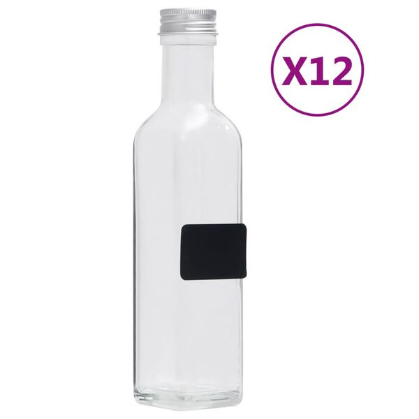vidaXL Bouteilles en verre avec bouchon &agrave; vis 12 pcs Carr&eacute; 250 ml