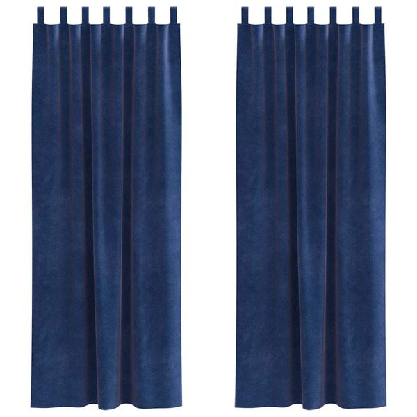 vidaXL Rideaux occultants 2 pcs Bleu fonc&eacute; 140 x 245 cm Velours