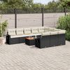vidaXL Salon de jardin 11 pcs avec coussins noir r&eacute;sine tress&eacute;e