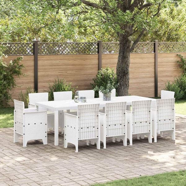 vidaXL Ensemble de salle &agrave; manger pour jardin 11 pcs Blanc