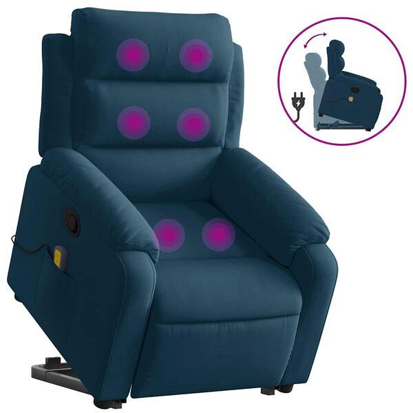 vidaXL Fauteuil de massage inclinable Bleu Velours