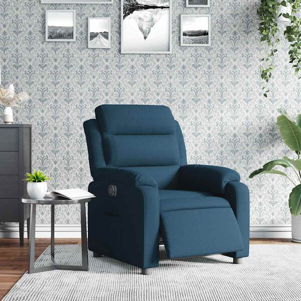 vidaXL Fauteuil inclinable &eacute;lectrique bleu velours