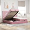 vidaXL Cadre de lit ottoman avec matelas rose 160x200 cm velours