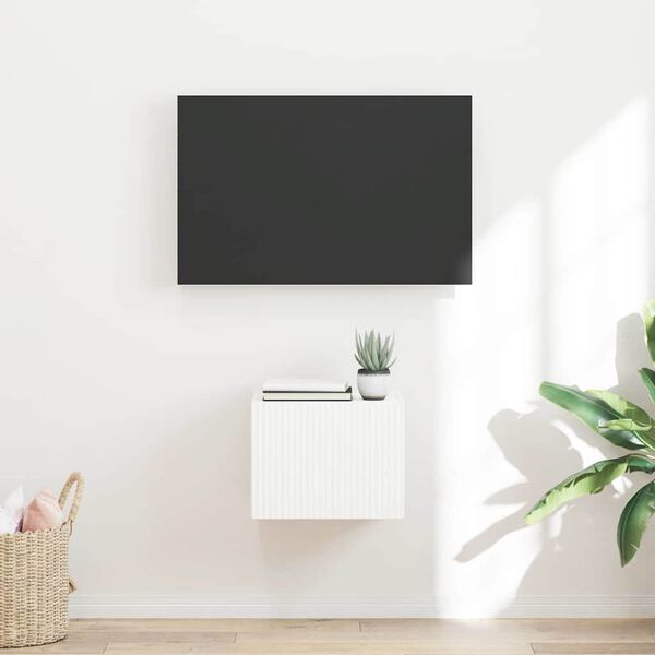 vidaXL Meuble TV mural Blanc 60 x 31 x 29.5 cm Bois d'ing&eacute;nierie