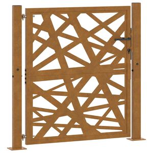 vidaXL Portail de jardin 100x100 cm en acier patin&eacute;, design l&eacute;ger