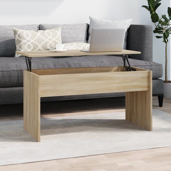vidaXL Table basse ch&ecirc;ne fum&eacute; 102x50,5x52,5 cm bois d'ing&eacute;nierie