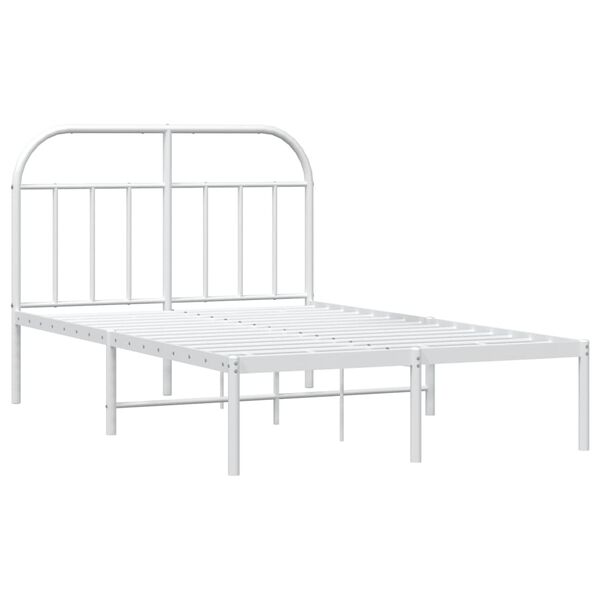 vidaXL Cadre de lit m&eacute;tal sans matelas et t&ecirc;te de lit blanc 120x200 cm