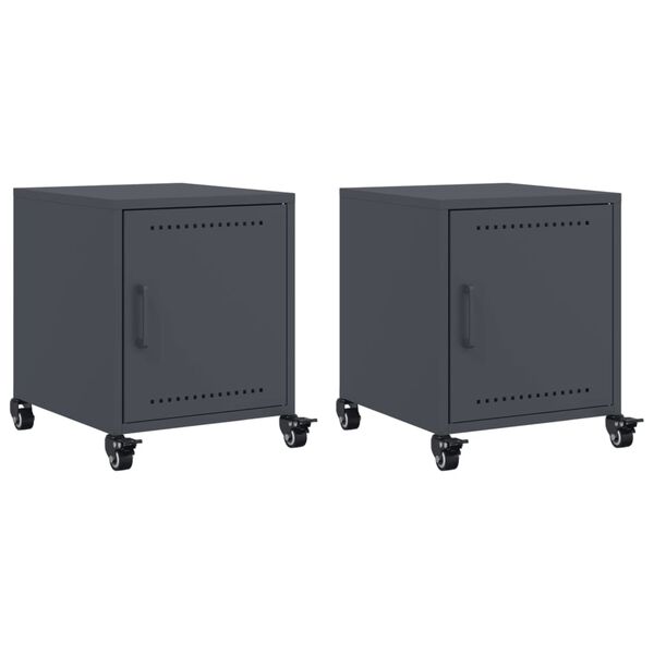 vidaXL Tables de chevet 2 pcs anthracite 36x39x43,5 cm acier