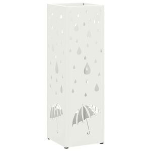 vidaXL Stand de Parapluie de Pluie Blanc 15,5 x 15,5 x 49 cm Acier