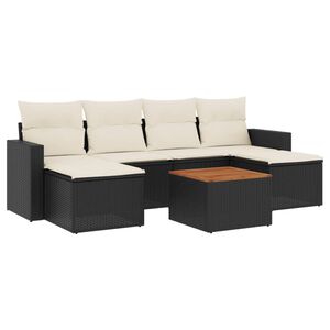 vidaXL Salon de jardin 7 pcs avec coussins noir r&eacute;sine tress&eacute;e
