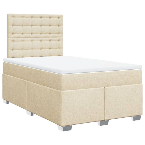 vidaXL Sommier &agrave; lattes de lit avec matelas cr&egrave;me 120x190 cm tissu
