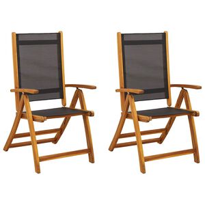 vidaXL Chaises pliantes 2 pi&egrave;ces en bois d'acacia massif et textil&egrave;ne