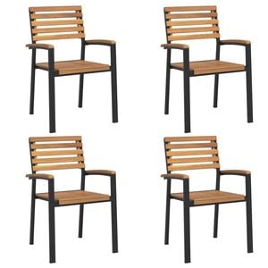 vidaXL Chaises de jardin empilables lot de 4 bois d'acacia et m&eacute;tal