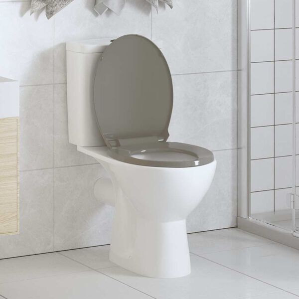 vidaXL Siège de toilette à fermeture en douceur Gris Ovale