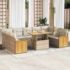 vidaXL Salon de jardin avec coussins 10pcs beige r&eacute;sine tress&eacute;e acacia