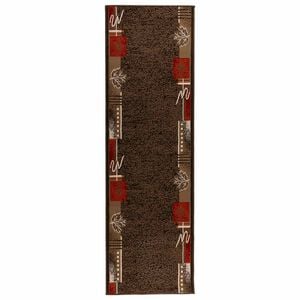 vidaXL Tapis Couloir FLORNES Tiss&eacute; Marron Feuilles 67 x 350 cm PP 7 mm