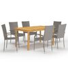 vidaXL Ensemble &agrave; manger de jardin 7 pcs Gris