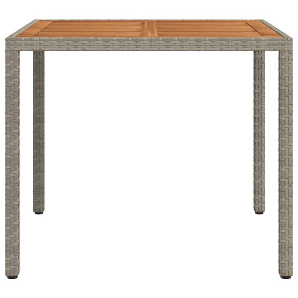 vidaXL Table de jardin 90x90x75cm Résine tressée et bois d'acacia Gris