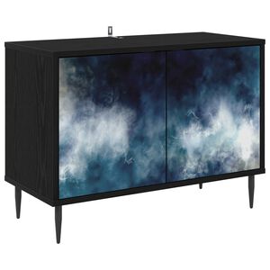 vidaXL Meuble TV RAALTE 69 x 33 x 50,5 cm Ch&ecirc;ne noir Bois d'ing&eacute;nierie