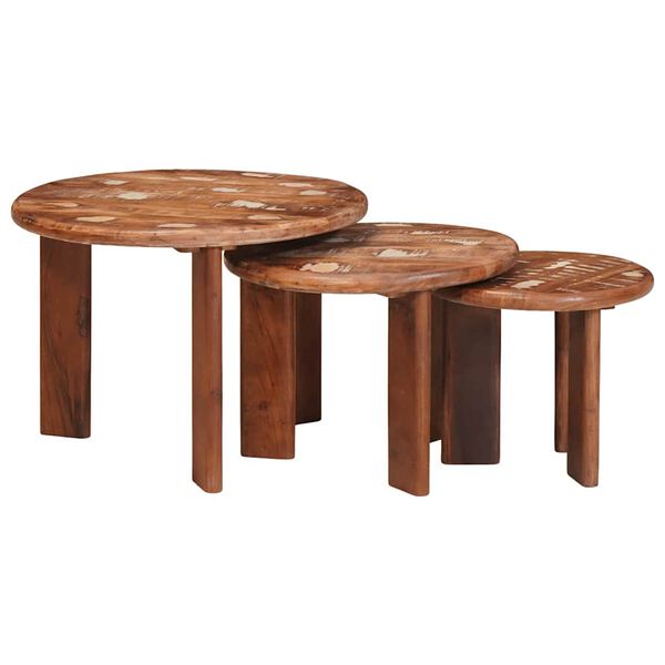 vidaXL Tables basses gigognes 3 pcs Multicolore Bois massif recycl&eacute;