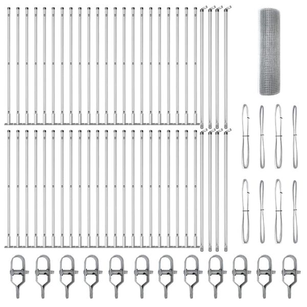 vidaXL Poteau de cl&ocirc;ture. Argent&eacute; 100 x 0,6 m (grillage de 16 x 16 mm)