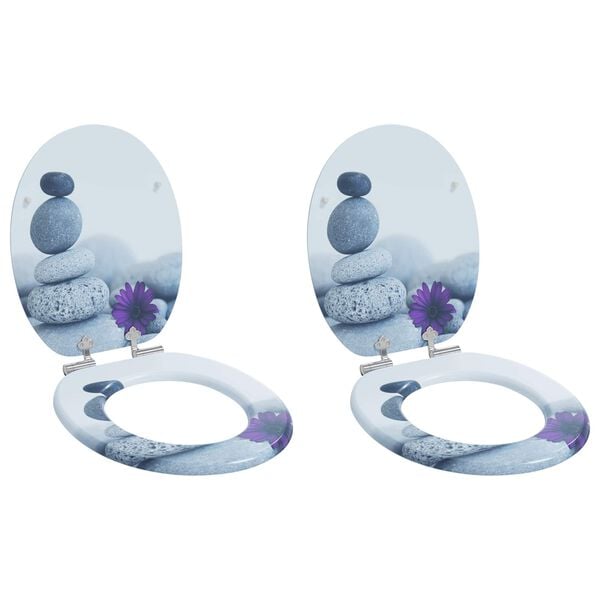 vidaXL Si&egrave;ge de toilette 2 pcs Gris 44 x 38 cm Panneau MDF