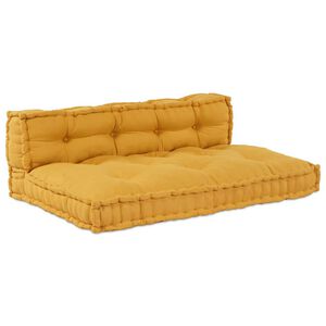 vidaXL Coussin de canap&eacute; sur palette 2 pc Tissu Jaune 120 x 80 x 38 cm