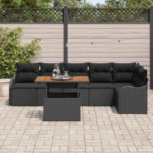 vidaXL Ensemble de canap&eacute; de jardin avec coussin 7 pcs Noir